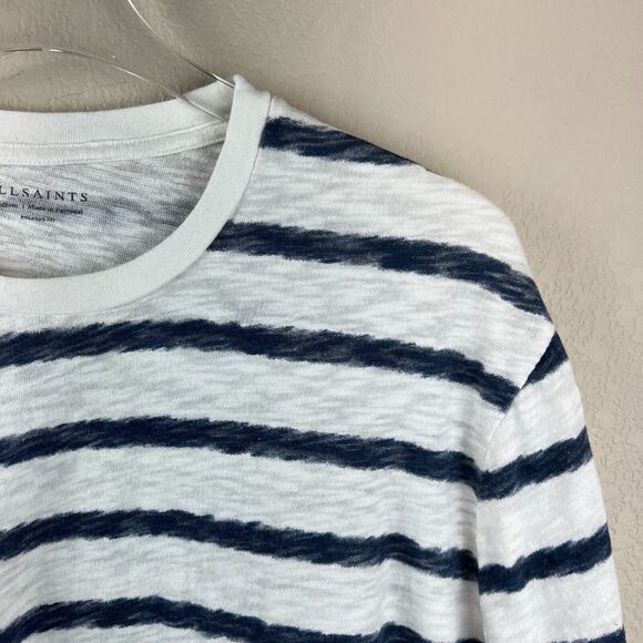 All Saints Casual Short Sleeve Striped  M Cotton White Blue Nautical Capsule - Picture 7 of 14